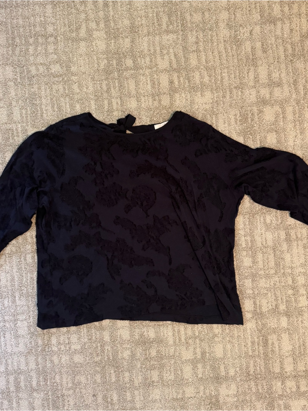 LOFT Black Women's Textured Long Sleeve Top - Size 24/26